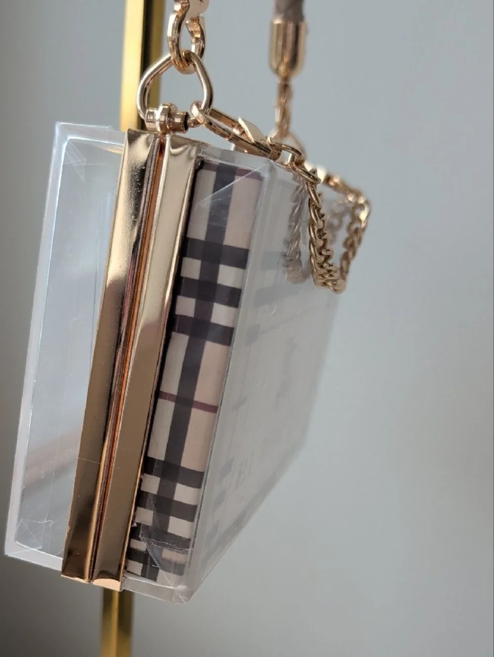 Upcycled Burberry Plaid Acrylic Box Clutch